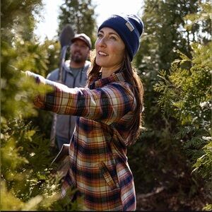 Duluth Trading Co Folklore Flannel Duster, size L